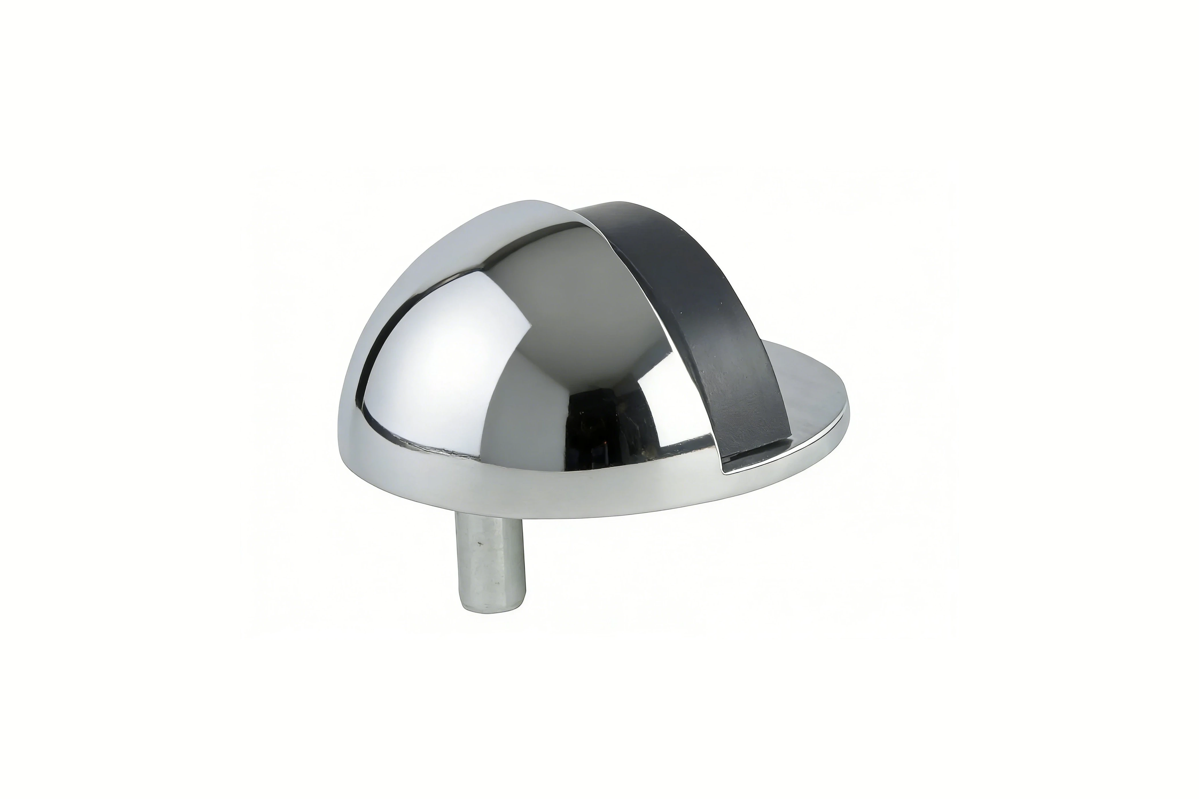 Brass Floor-Mounted Door Stopper with Rubber Tip — Chrome