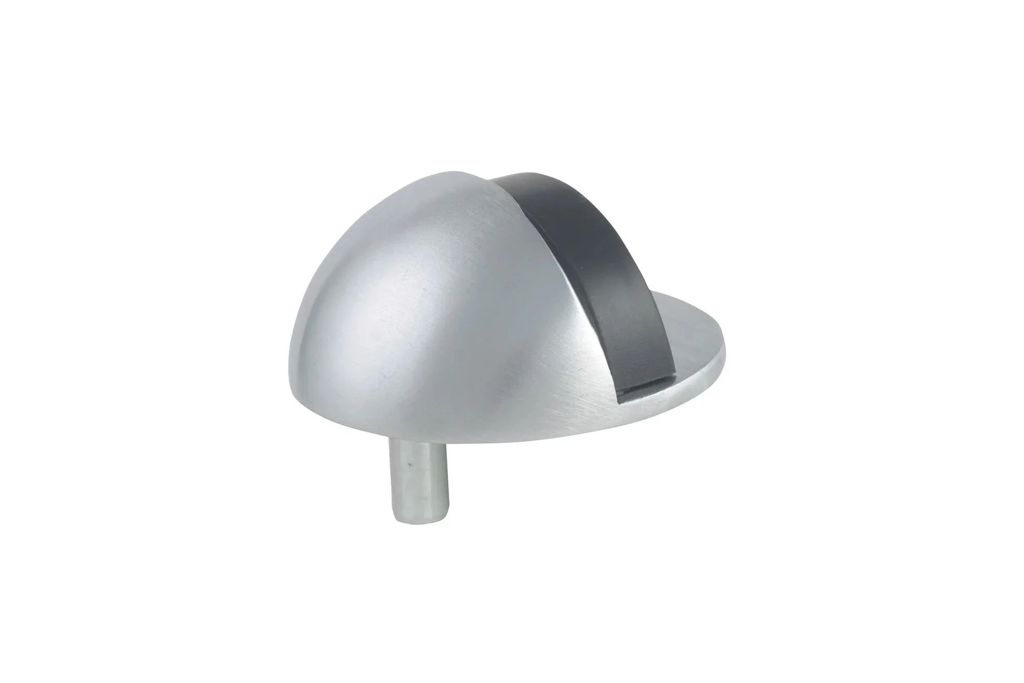 Brass Floor-Mounted Door Stopper with Rubber Tip — Matte Chrome